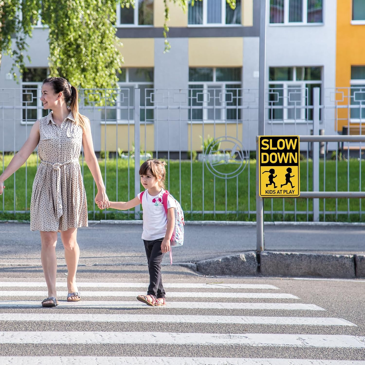 Slow down Kids at Play Road Safety Sign, 12X8 Inches for Neighborhoods Rust Free