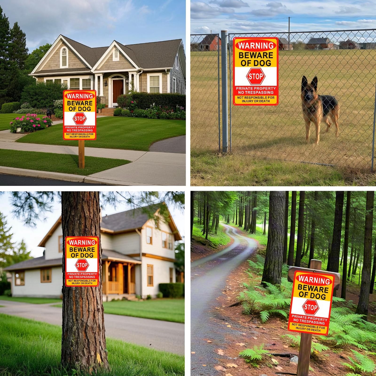 3 Pack Beware Of Dog Sign,8×12 Inches, Reflective Film, Anti-Rust Aluminum