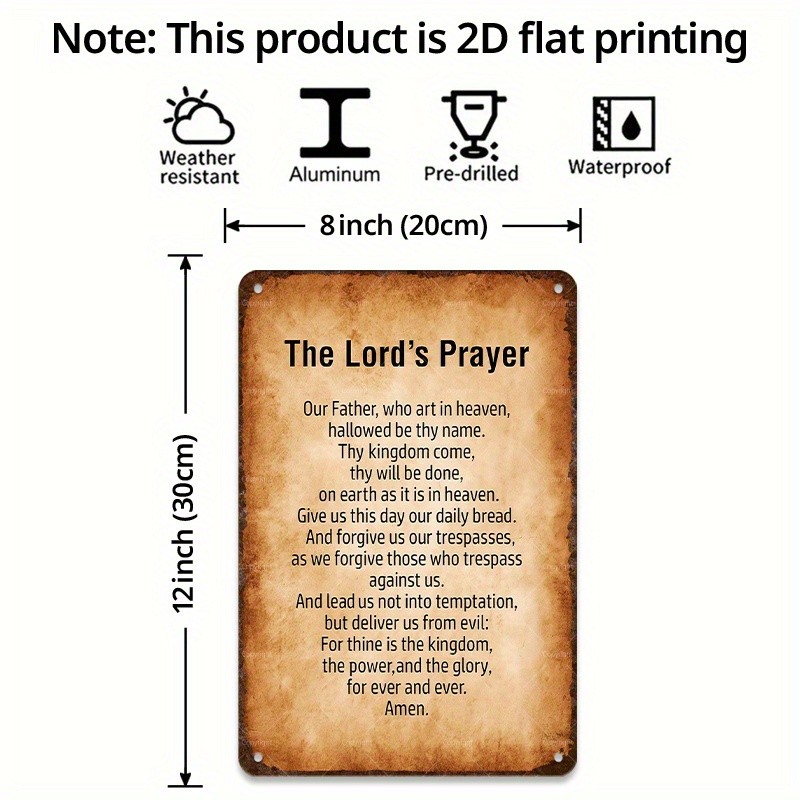 Lord’s Prayer Metal Wall Sign Religious Decor