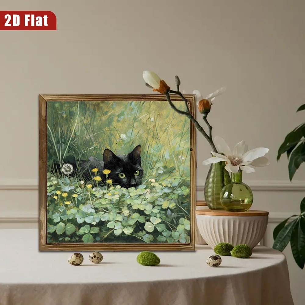 Farmhouse Black Cat Wooden Sign Rustic Wall Decor for Kitchen Living Room Decor