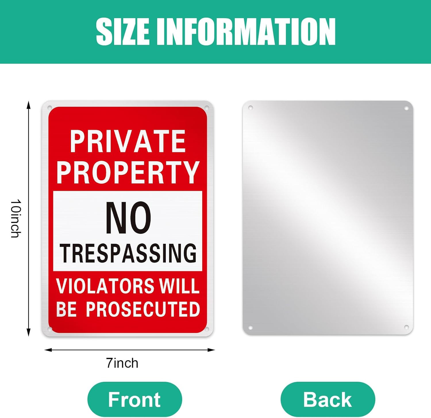 8 Pcs No Trespassing Signs Private Property Metal Rust Free Aluminum Sign Will B