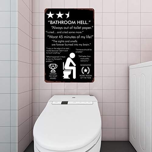 Vintage Metal Sign – Bathroom Humor Décor for Easy Wall Mount – 12×8 inches