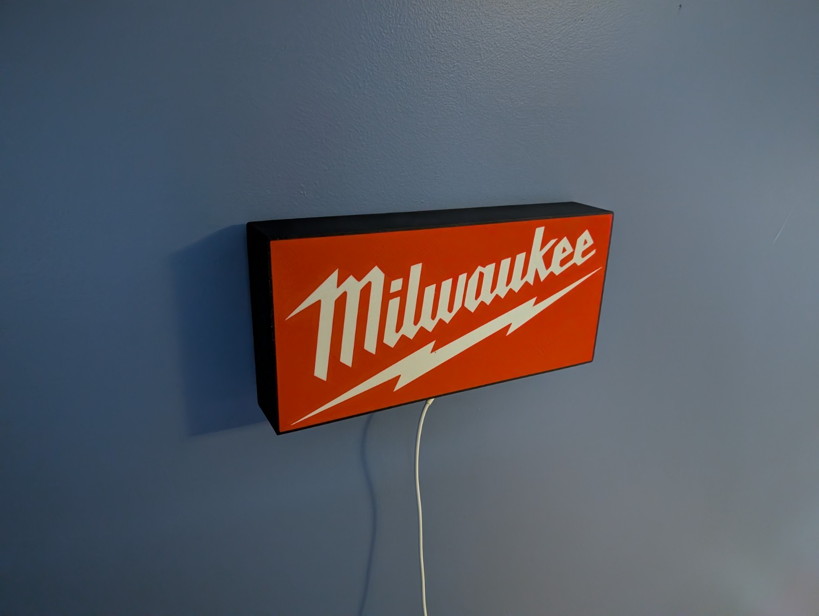 Milwaukee LED Light Box Sign – Tool Wall Art Garage Home Art Decor