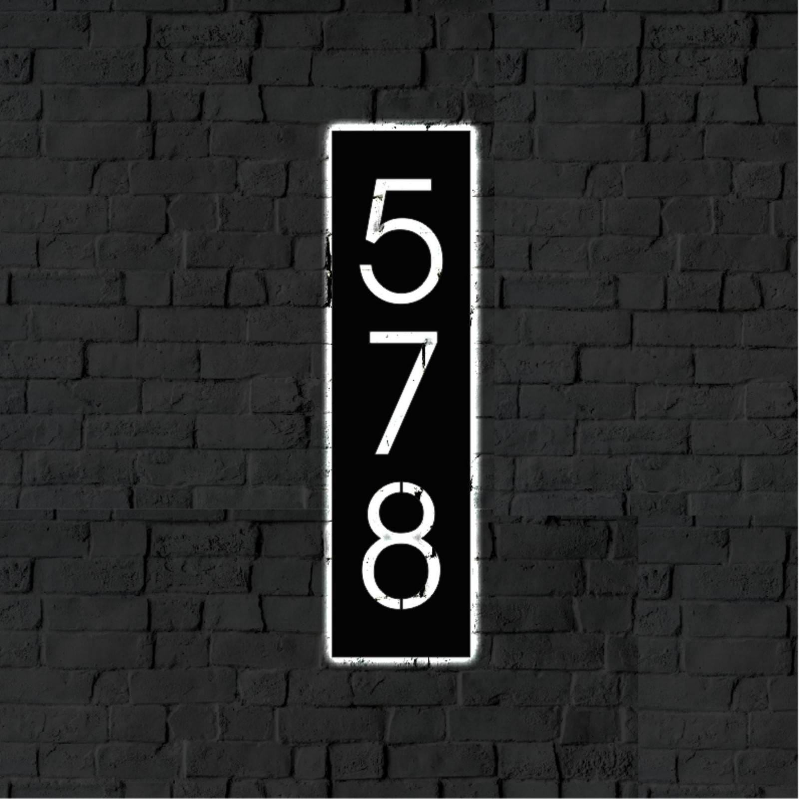 Personalized Vertical LED House Number Sign Modern Address Plaque Outdoor Decor