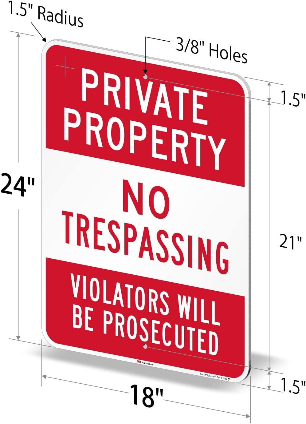 No Trespassing Sign – 18″ x 24″ Reflective Aluminum – Violators Prosecuted