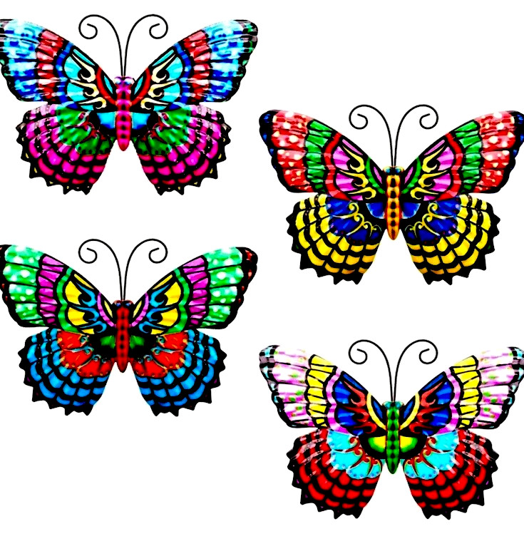 3D Metal Butterflies Set Of 4 Hanging Decor Garden Wedding Party Decor