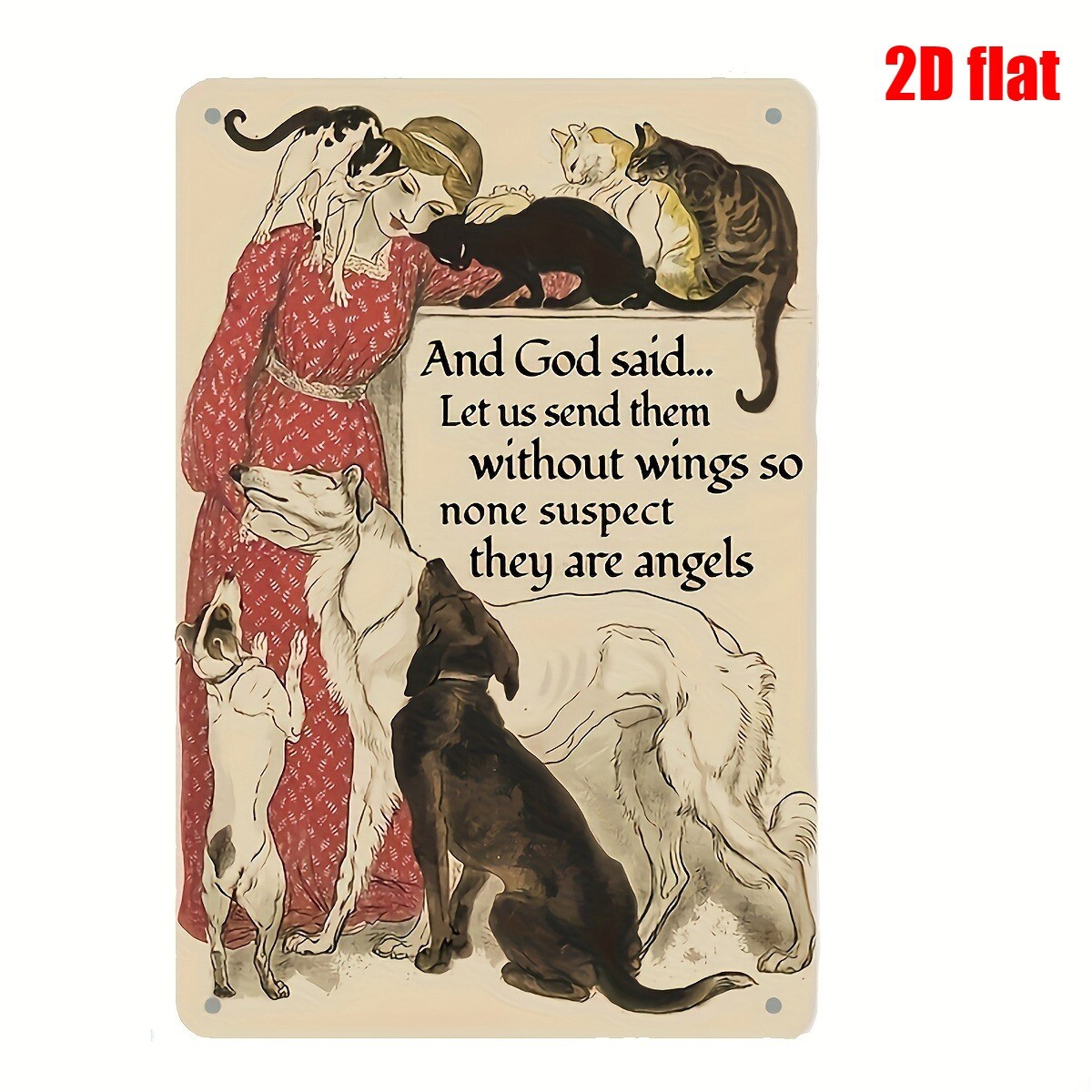 Vintage Pet Lover Metal Tin Sign Funny Animal Wall Art Home Decor Cafe Cat & Dog