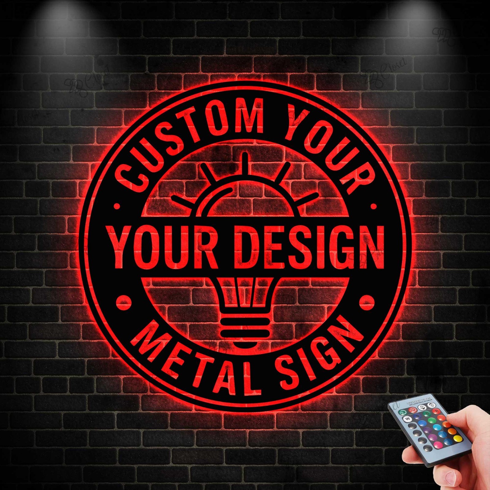 Personalized LED Metal Sign Custom Logo Wall Art Business Name Light Decor