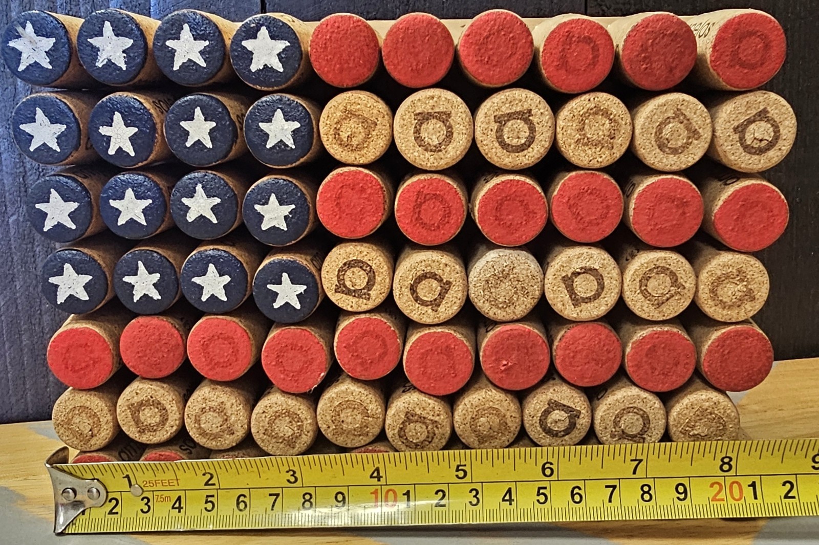 American Flag Wine Cork Patroitic Shelf Sitter/ Wall Sign