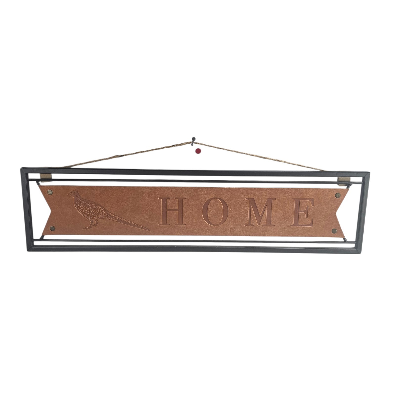 Welcome Sign Leather Pheasant Theme Home Decor Hunting 24″ X 6″