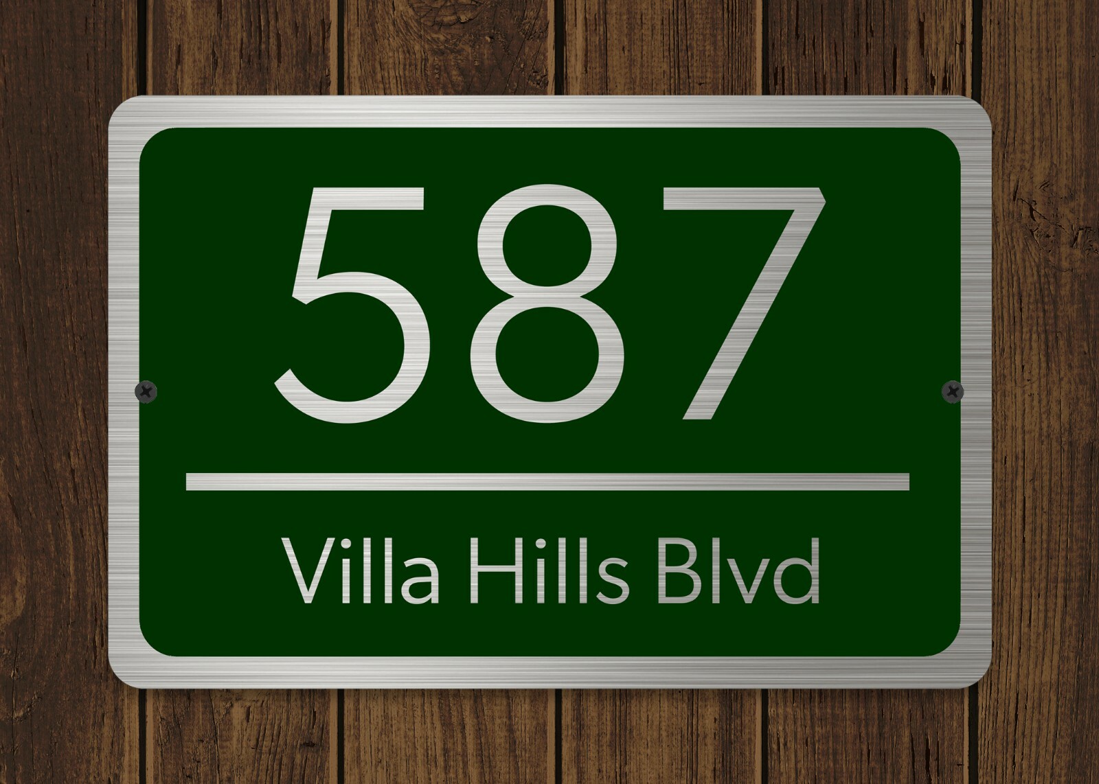 Customized Home Address Plaque Silver Text Metal 12″ x 8″ House Number Sign