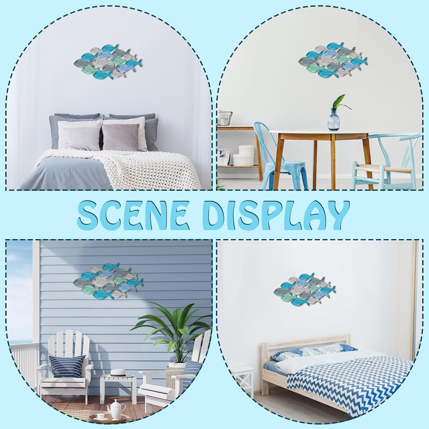 Qunclay Summer Coastal Wall Decor Farmhouse Ocean Fish Wall Art Beach Theme Vint
