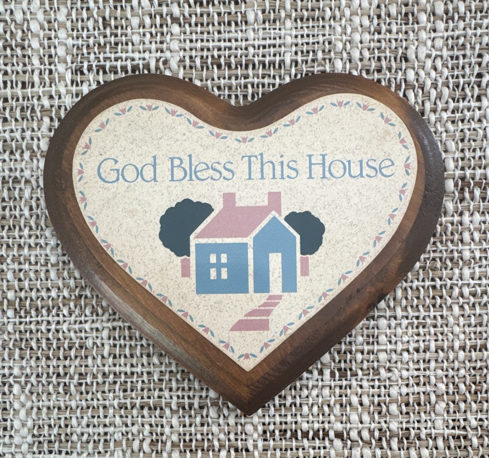 Heart God Bless This House Christian Wood Wall Plaque Country Wall Mounted 5in