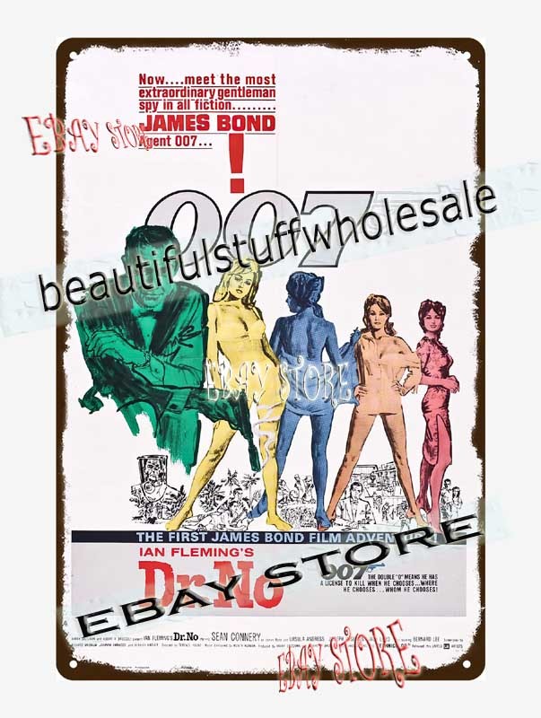 1962 Secret Agent 007 style spy film poster Tin Sign garden wall plaques
