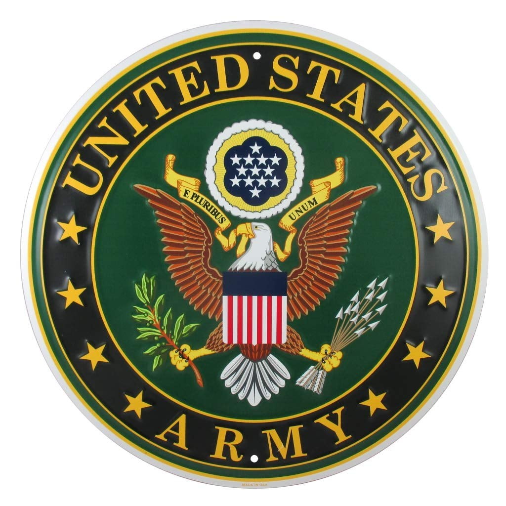 Tags America United States Army Logo Tin Metal Signs, 12 Inch Round Embossed Alu