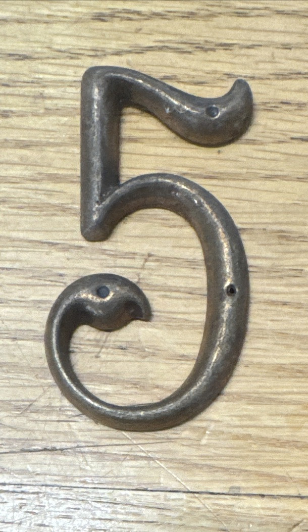 Brass Vintage House Address Numbers 3”