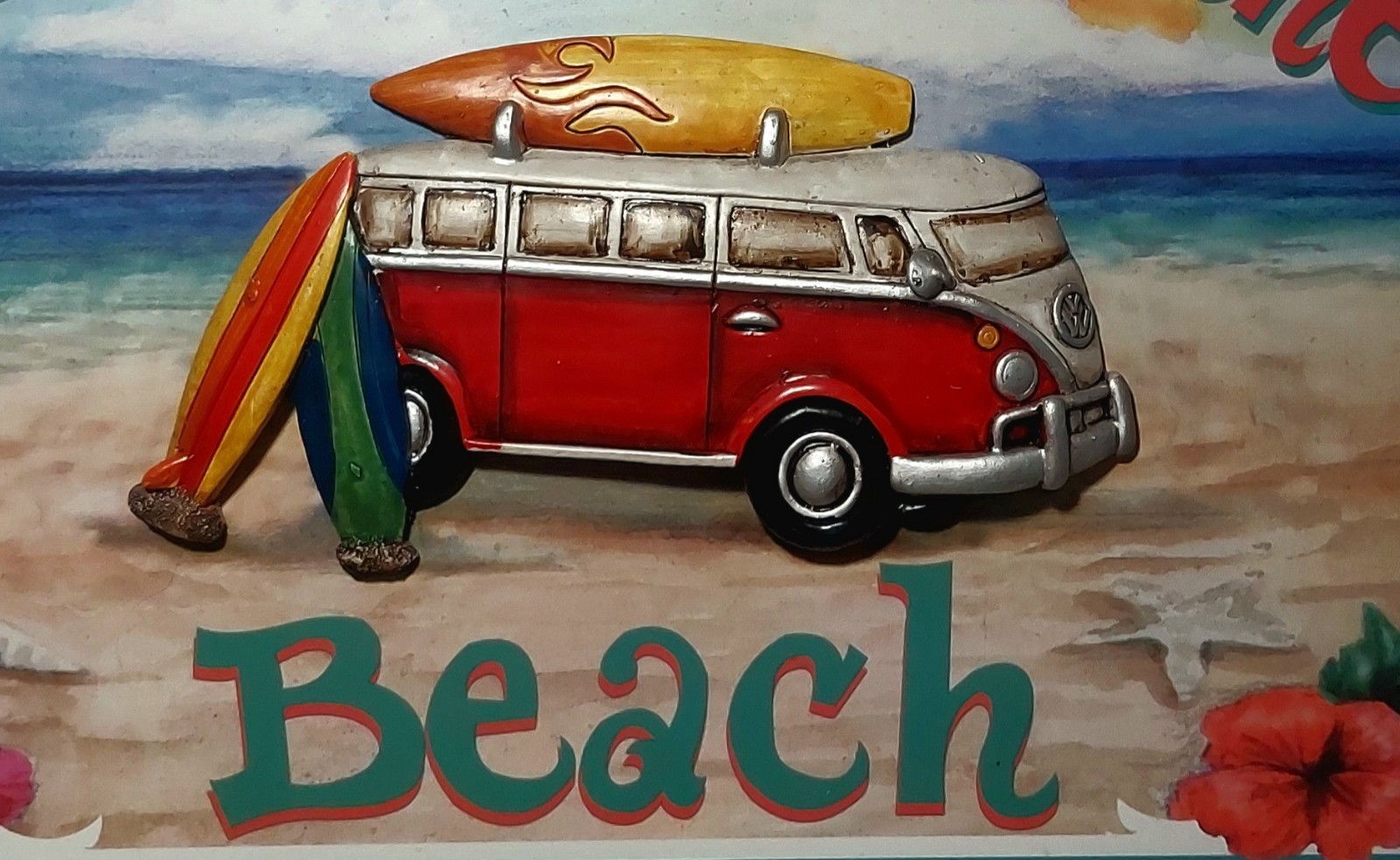VW Van“life Is Good”Surfing Beachcomber 2009 Wall Picture 17″Wood 3D Sign BoHo