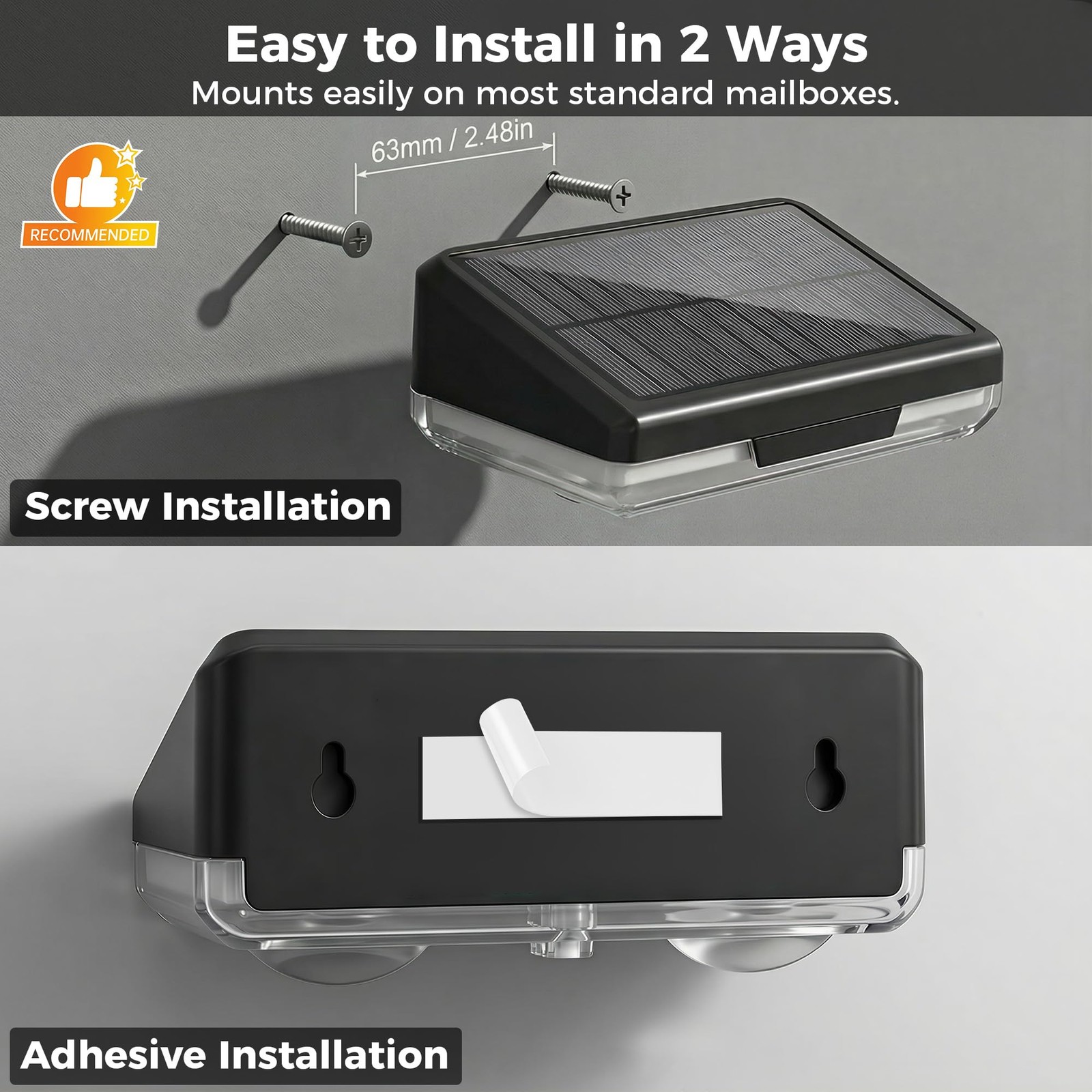 Solar Mailbox Lights 2 Pack, Outdoor Waterproof House Number Light, Dusk to D…