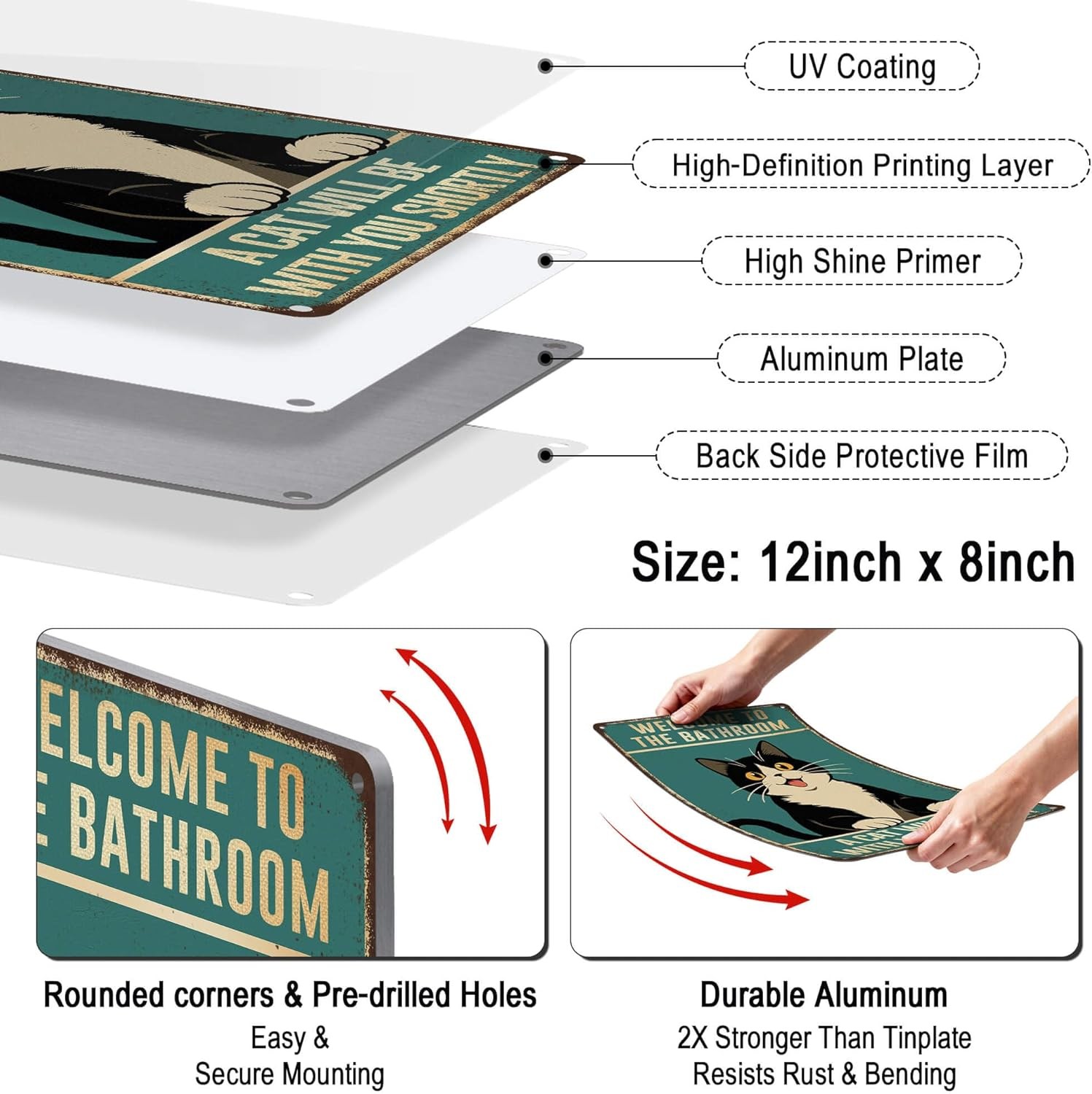 Welcome to the Bathroom A Cat Will Be with You Shortly – bathroom cat green