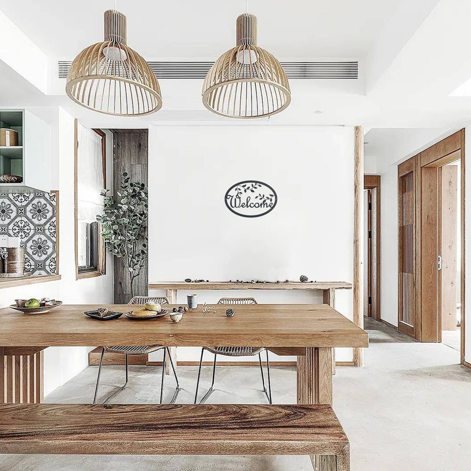 Metal Welcome Sign for Front Door – Black Wall Decor – Indoor Outdoor Home View