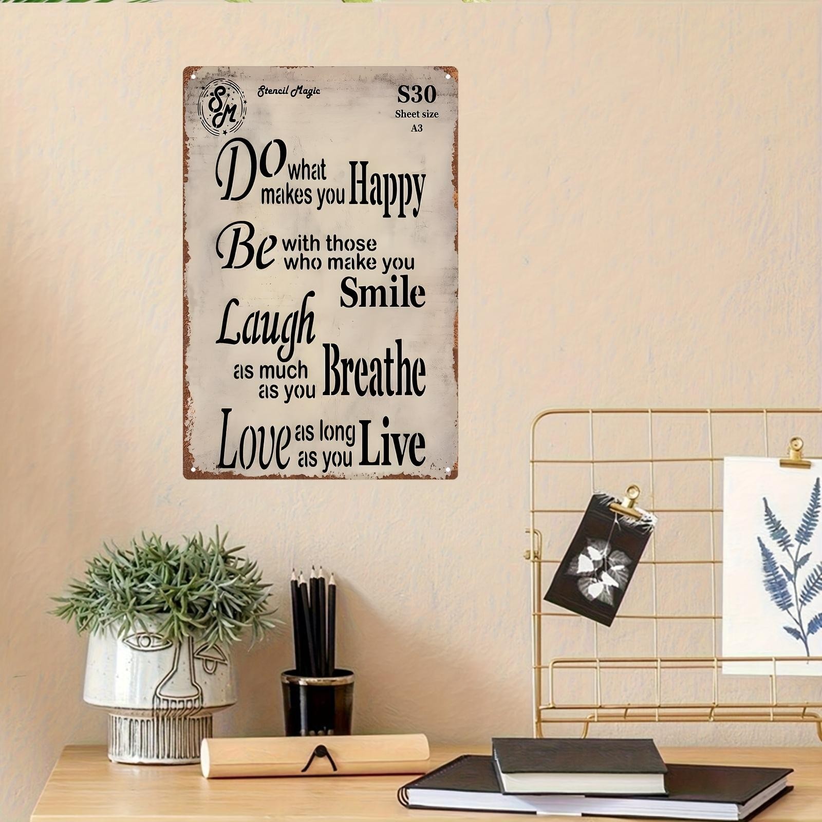 2D Vintage Metal Sign Black White 20x30cm