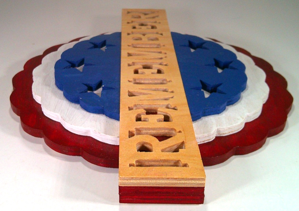 Patriotic REMEMBER Plaque Red White Blue with Stars Wood Handmade Hanger on Back