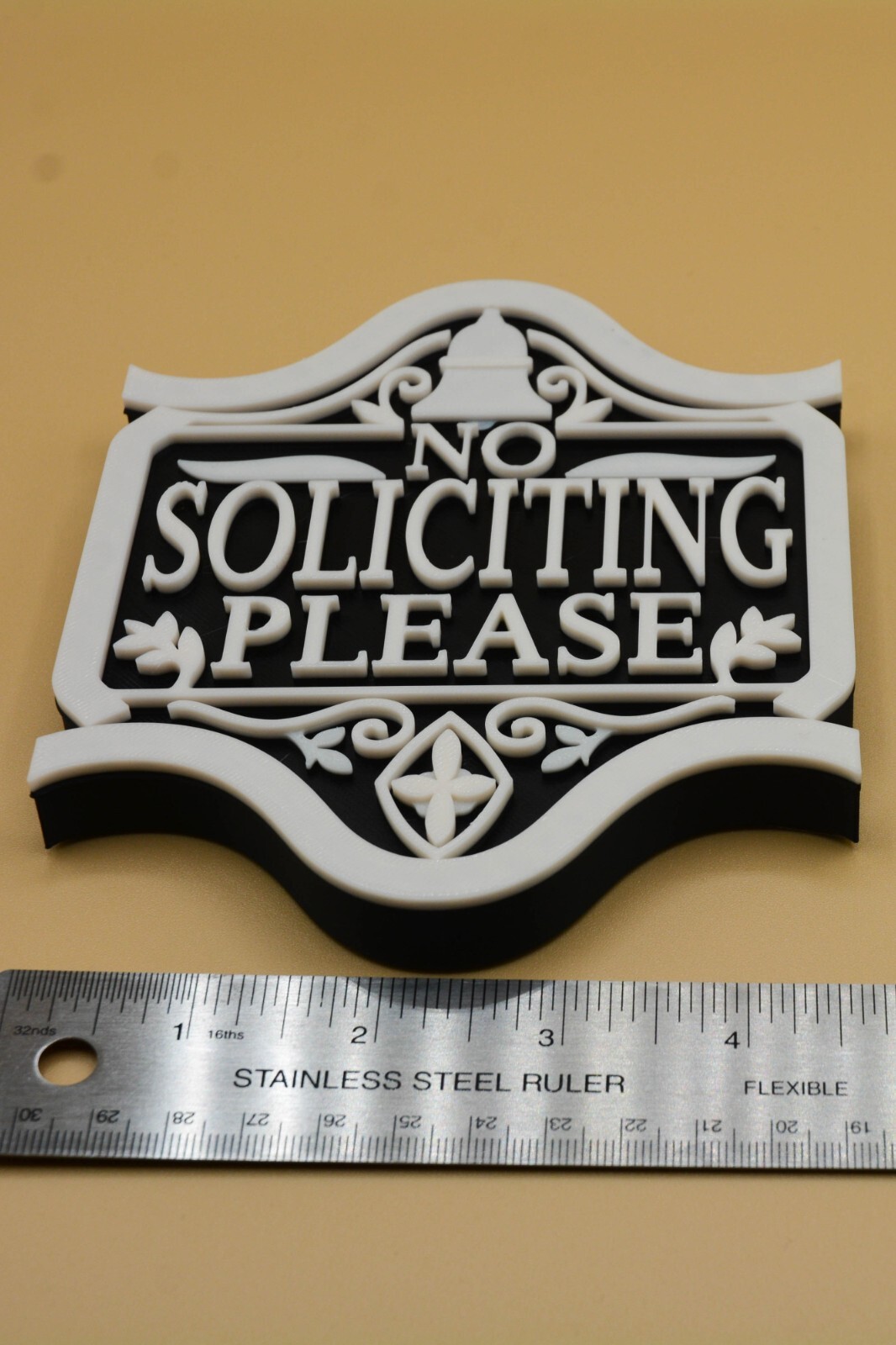Fancy Bell No Soliciting Sign 3D Printed not painted – MEDIUM