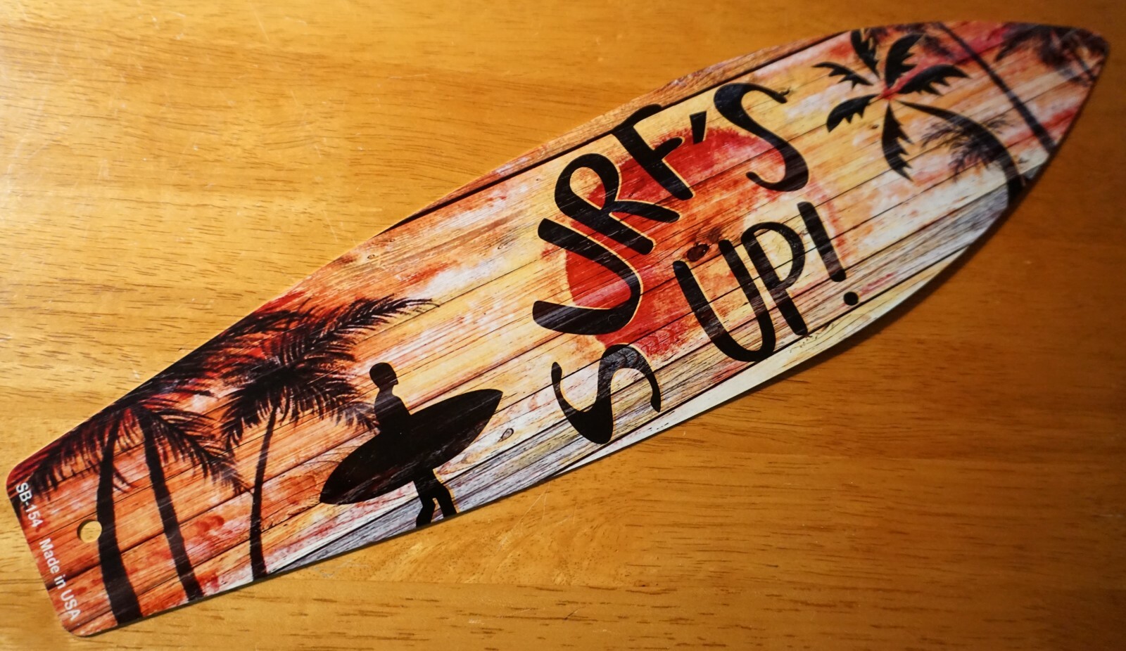 Retro Style SURFS UP SUNSET SURFBOARD SIGN Tiki Bar Beach Surfing Home Decor NEW