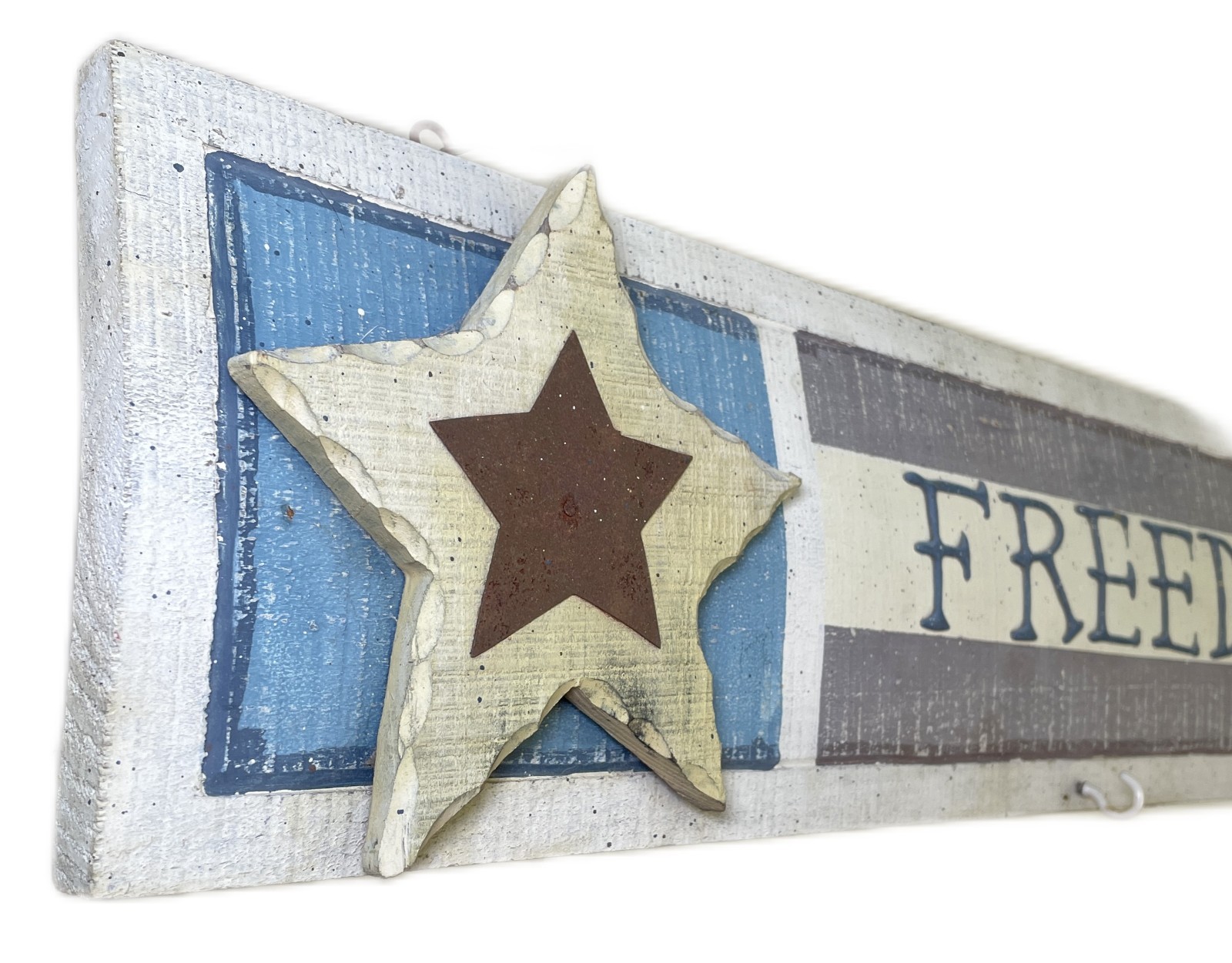 Freedom Star Wood Sign Plaque Rustic Primitive 24”x 6”x 1.5”
