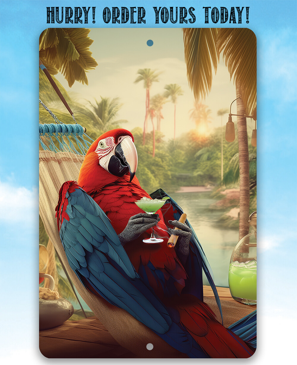 Metal Sign – Life is Good Parrot Retro Vintage Decoration Perfect for Beach Home