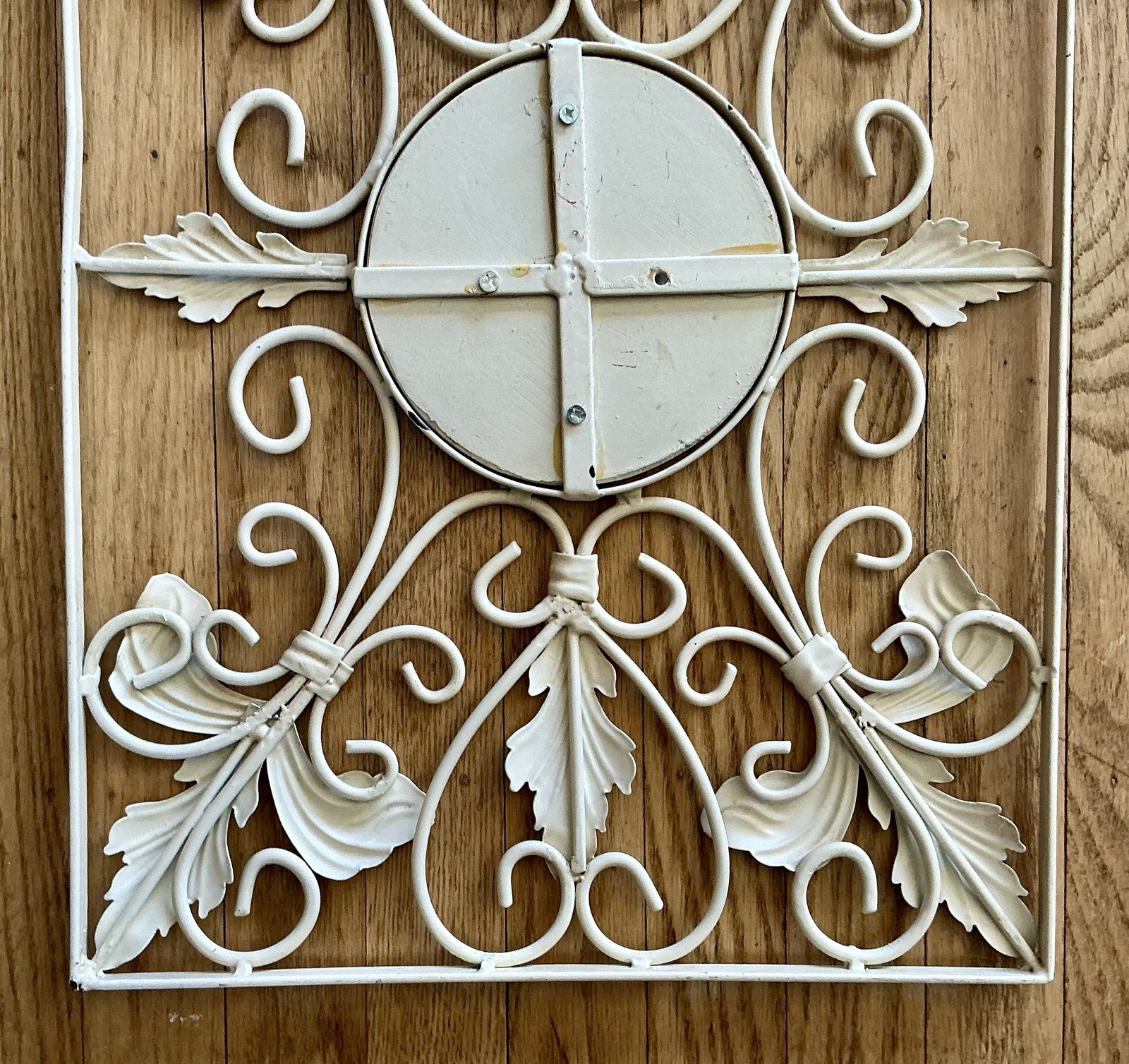 Vintage Wrought Iron Wall Decor Hanging Distressed White
