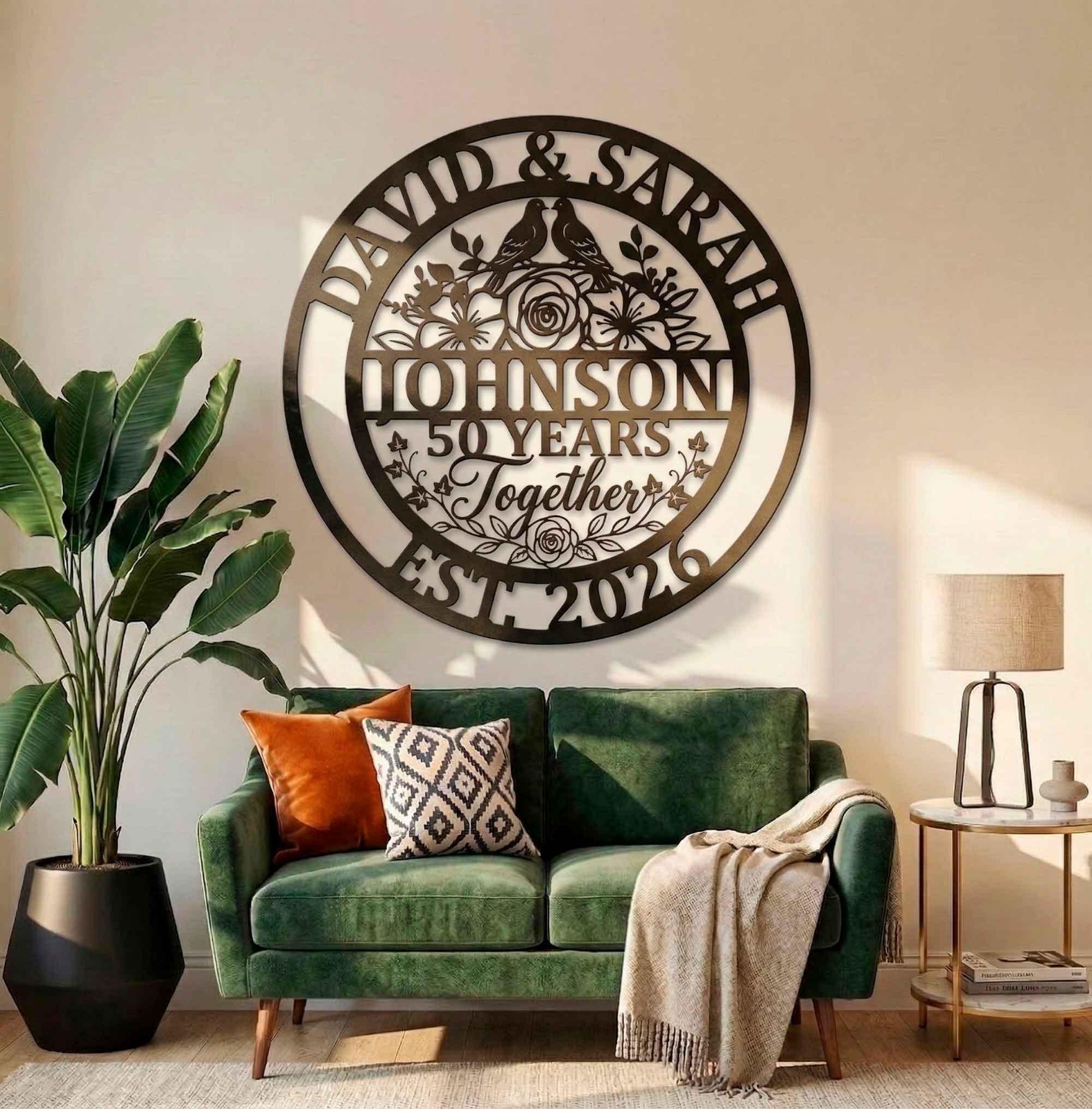 Personalized Family Name Metal Sign, Wedding Anniversary Wall Decor