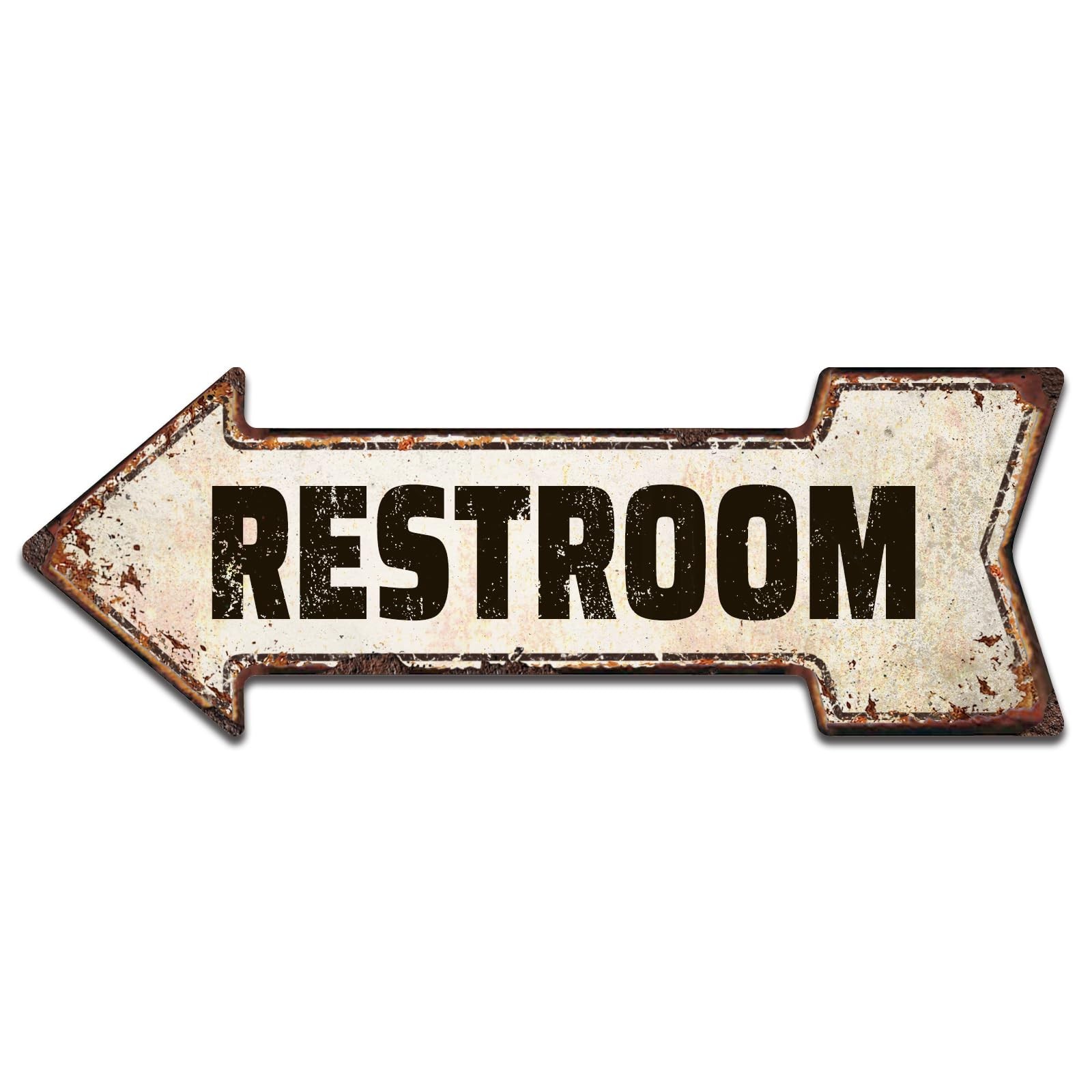 Rustic Left Arrow Restroom Sign – Vintage Metal Toilet Decor, 6×18 Inch Home Acc