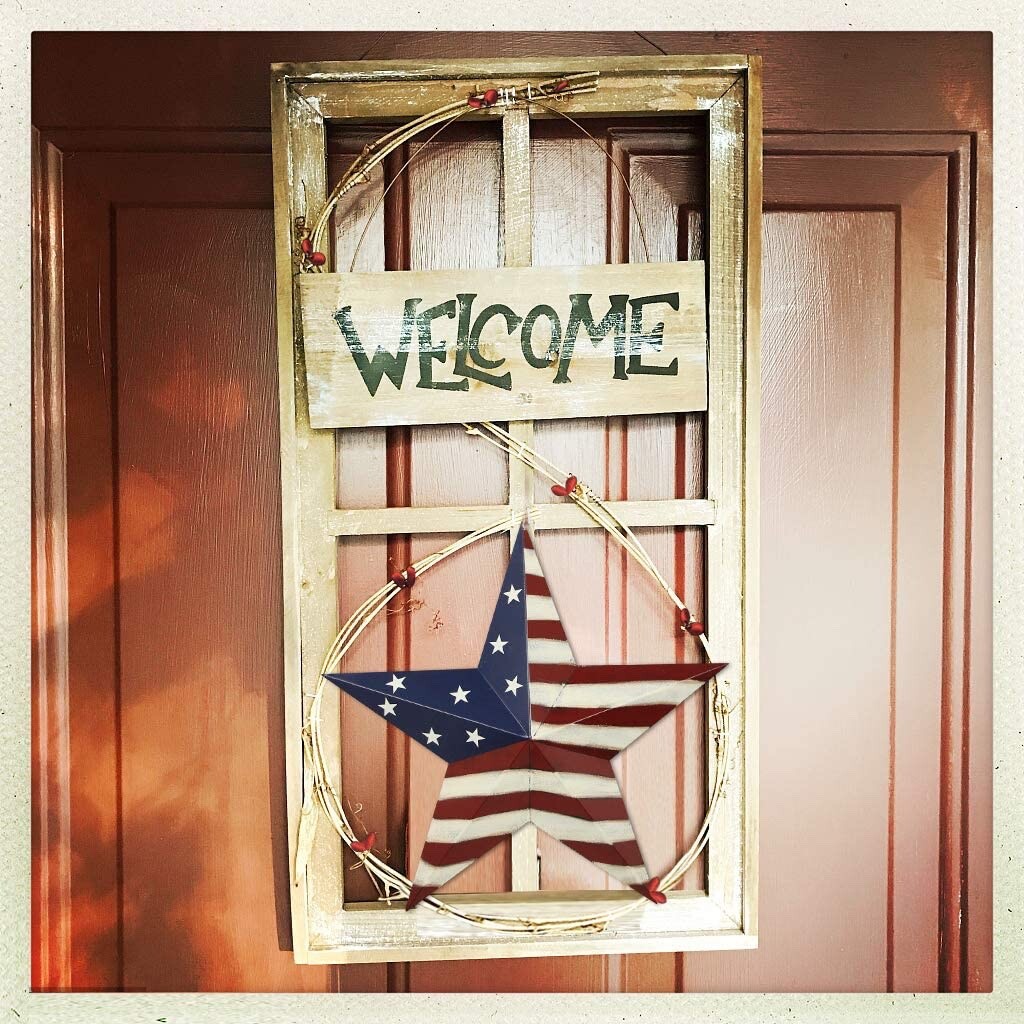 American Barn Star Metal Patriotic Old Glory USA Flag Barn Star Wall Decoration