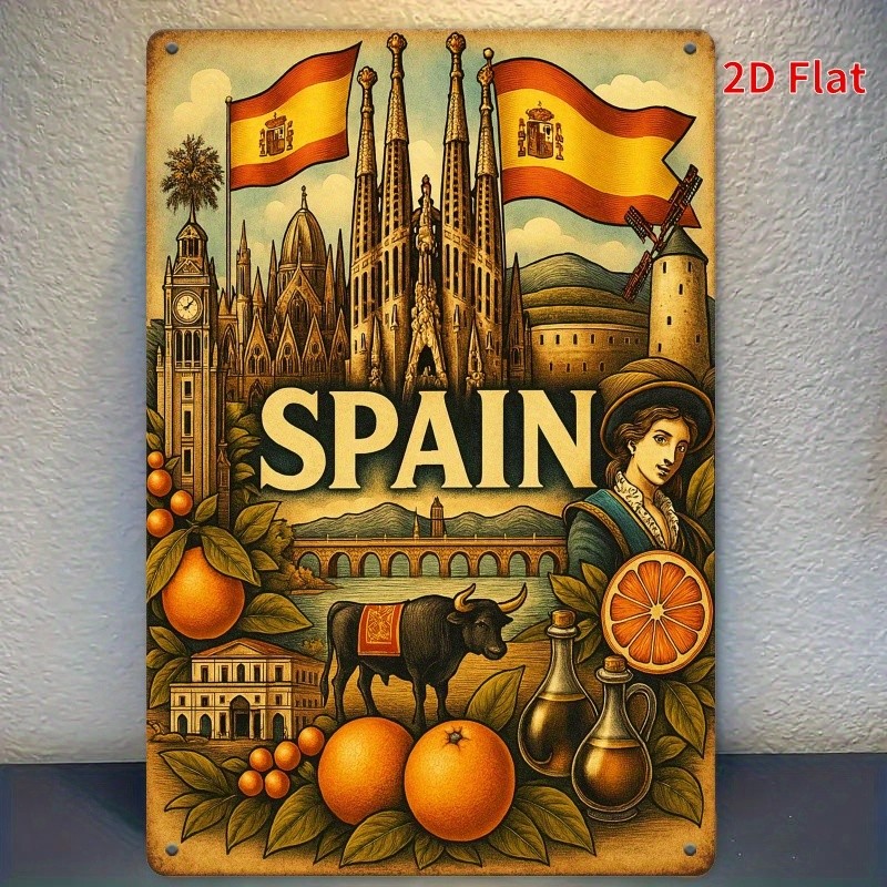 Tin Metal Sign Rectangular Iron Decorative Plaque Spanish Culture 8×12