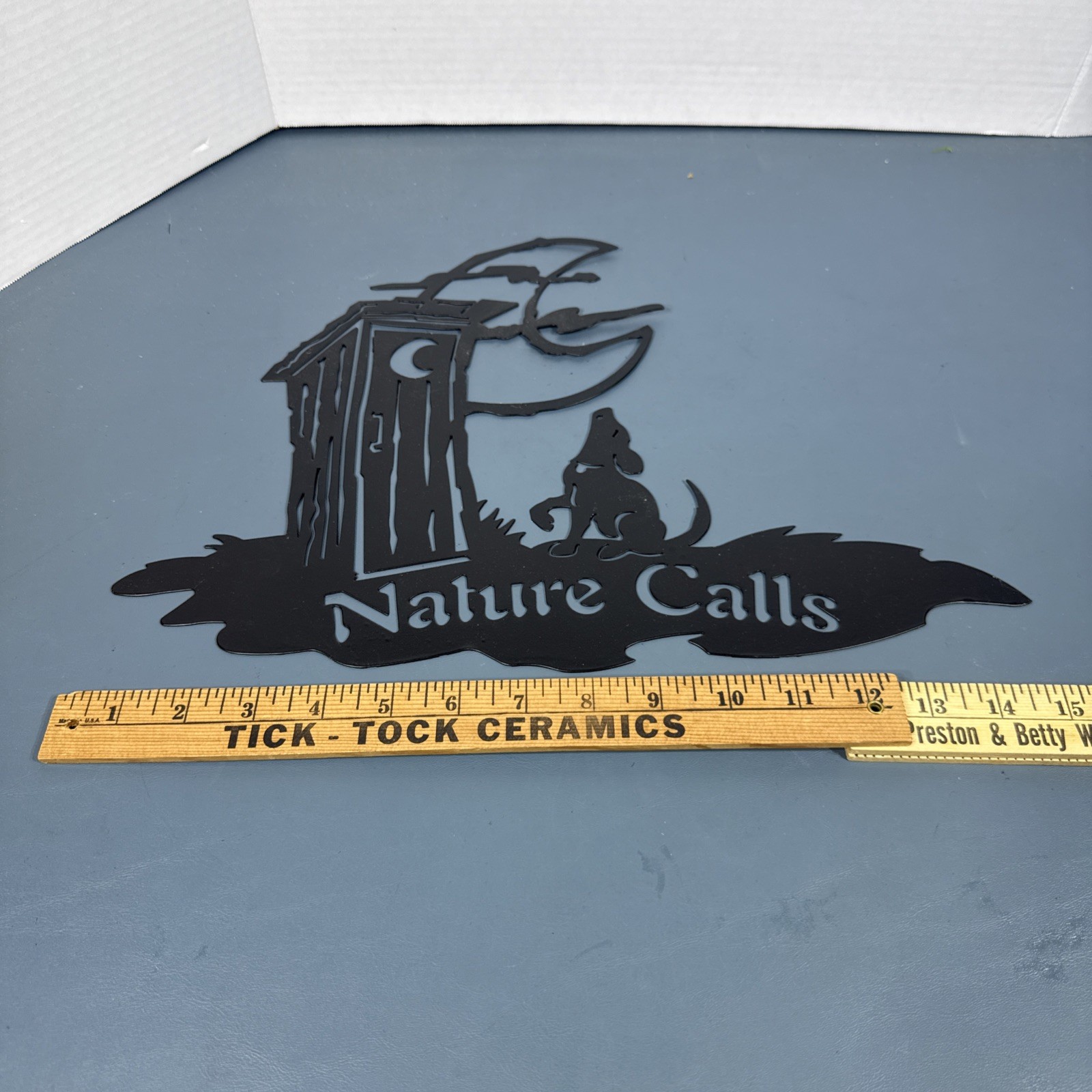 OUTHOUSE Nature Calls Dog Bathroom Wall Art Country Metal