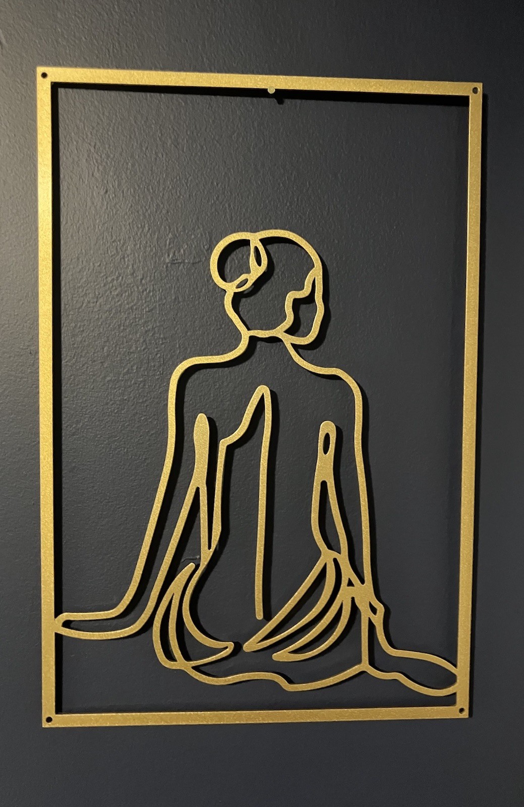 Reversible Wall Decor Metal Gold Tone Minimalist Wall Art 11 3/4” X 17 1/2”