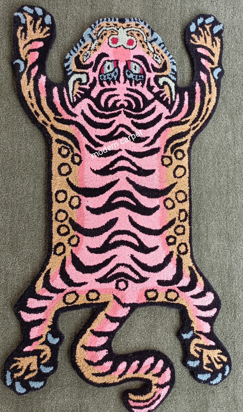 Tibetan Tiger Rugs 2×3 Feet Handmade 100% Woolen Hand Tufted For Home Decoration