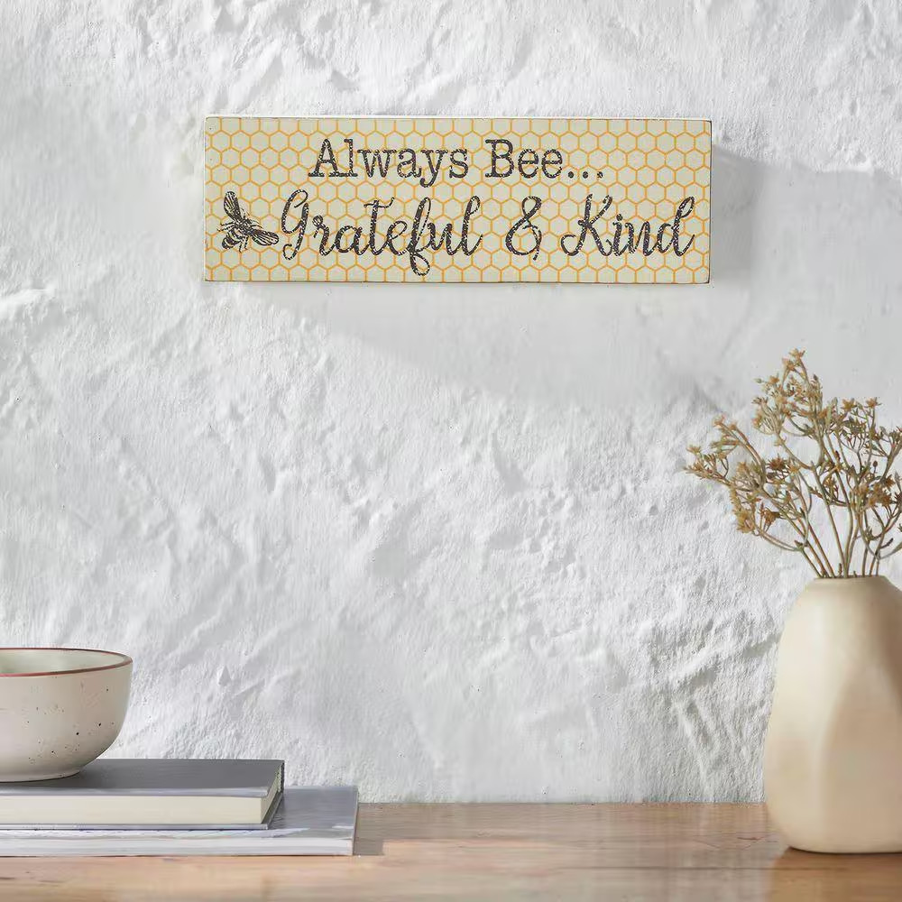 Buzzy Bees 4 In. X 12 In. Always Bee Grateful and Kind MDF Wall Art