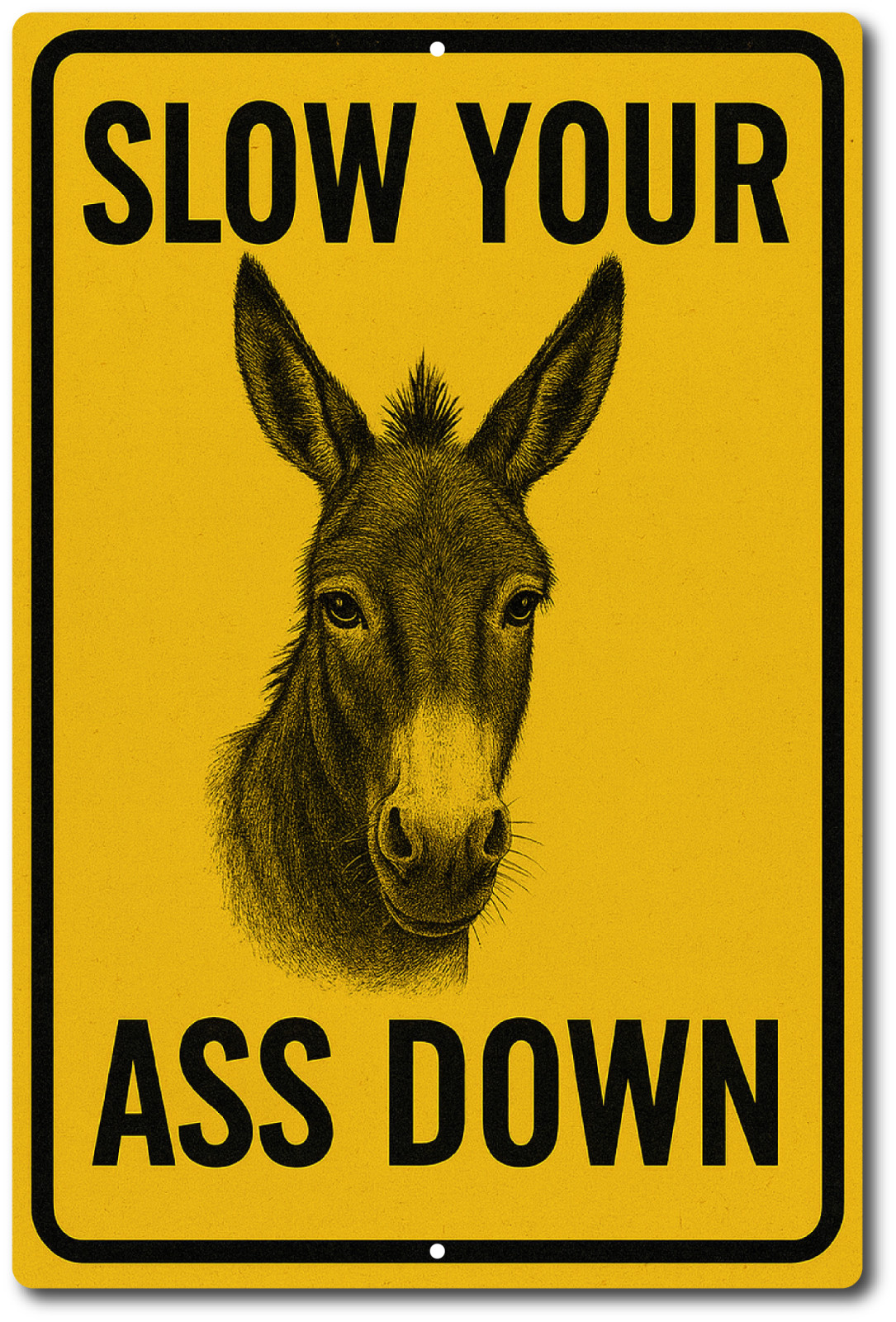 Funny Donkey Sign Slow Your Ass Down 8×12 Aluminum Tin Sign Rustic Humor Decor