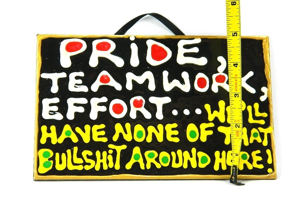Pride Teamwork Effort We’ll Have None of That Bullshit Around Here Puffy Sign