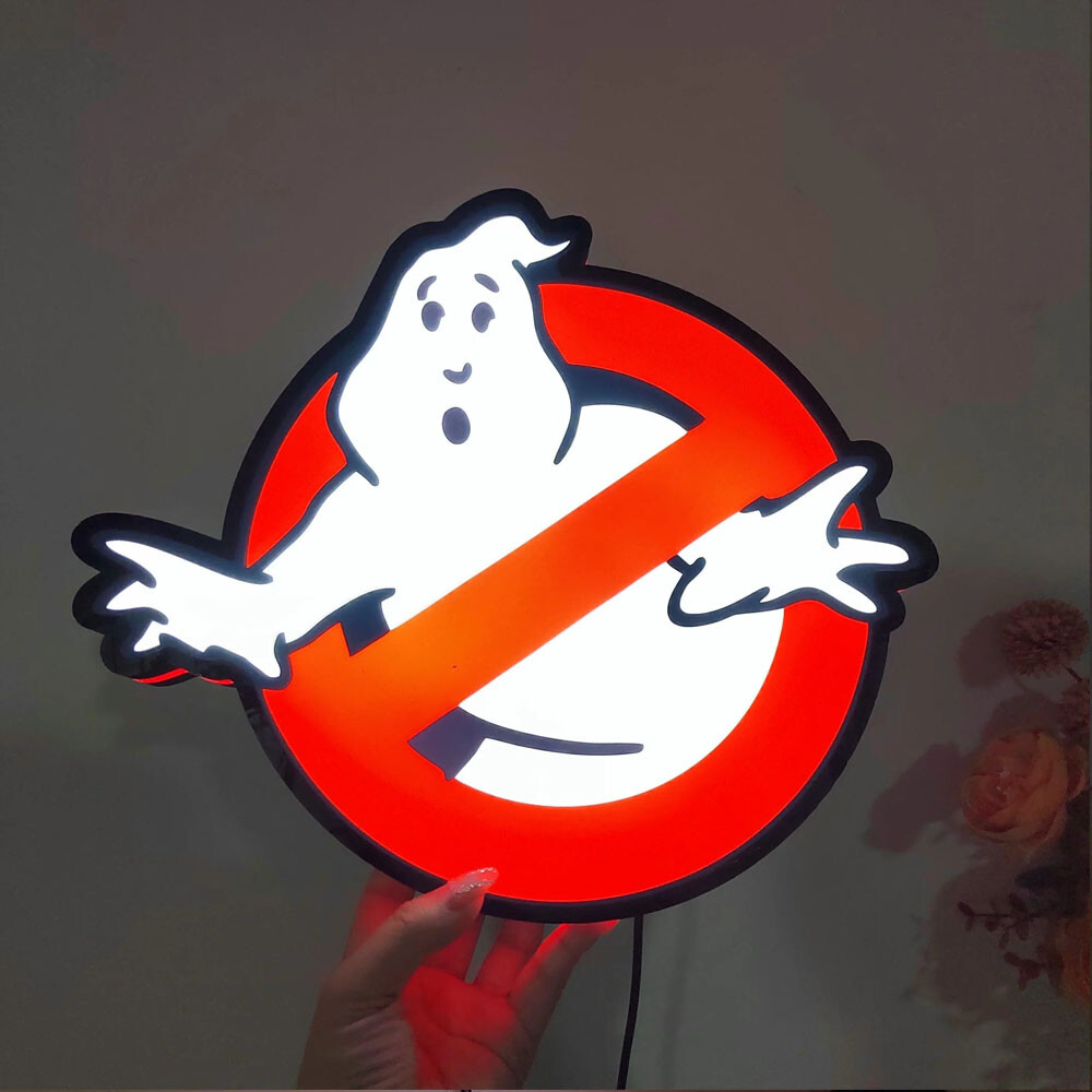 Ghostbusters Logo 3D Printed Lightbox LED Wall Sign Gameroom Decor Gift