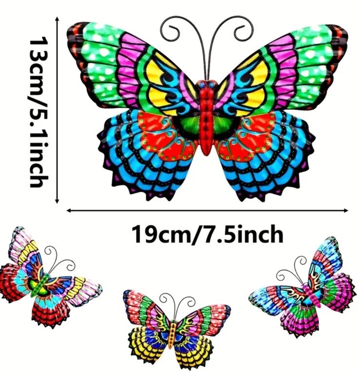 3D Metal Butterflies Set Of 4 Hanging Decor Garden Wedding Party Decor