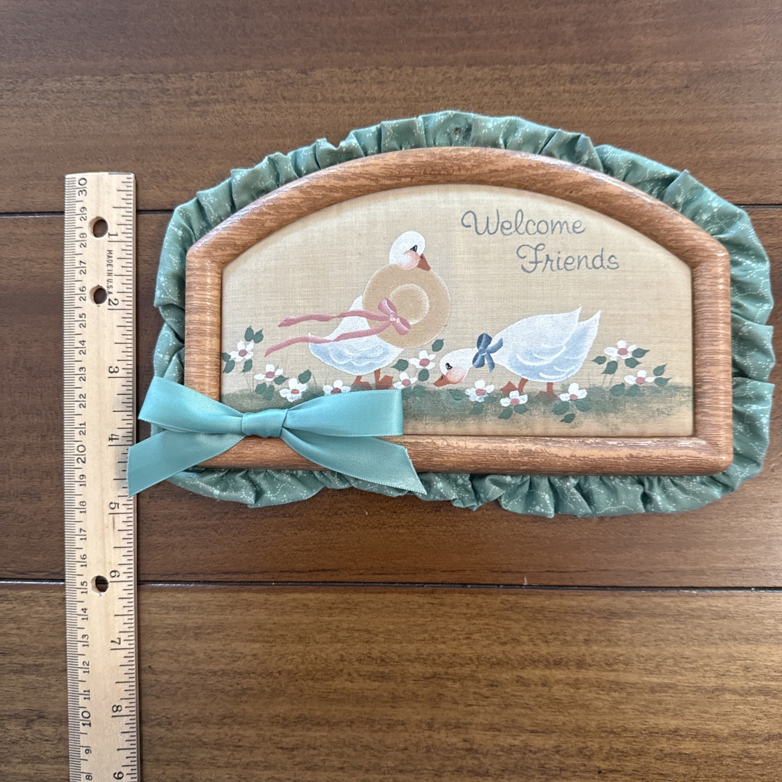 1980s Country Farmhouse Welcome Plaque White Goose, Duck