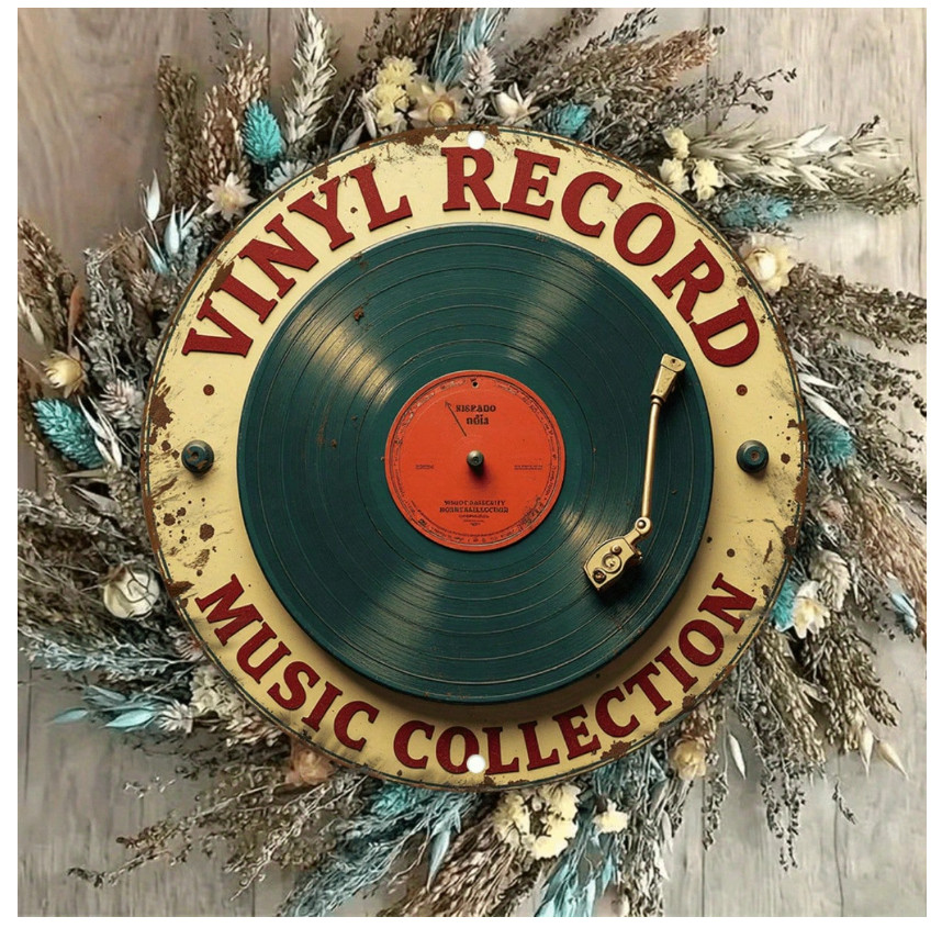 Retro Vinyl Record Metal Art – Minimalist Music Decor for Office, Bar & Cafe