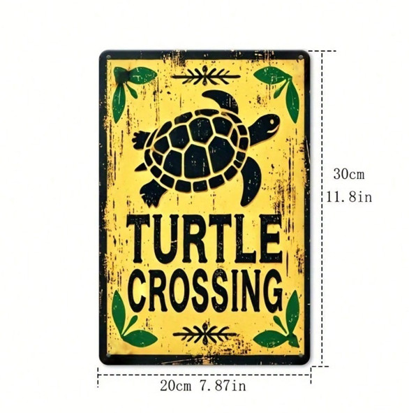 Vintage Turtle Crossing Metal Sign Rustic Yard & Garden Decor Weatherproof