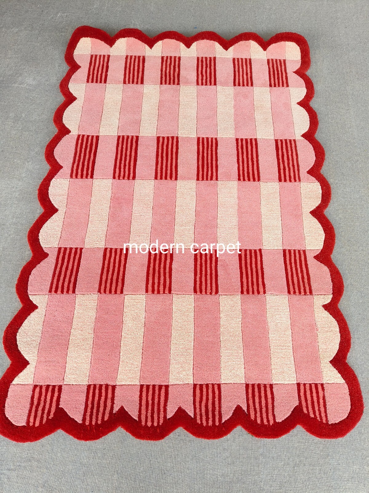 Anthropologie Matilda Goad & Co Light Red Handmade Tufted Woolen Area Rug 8x10ft