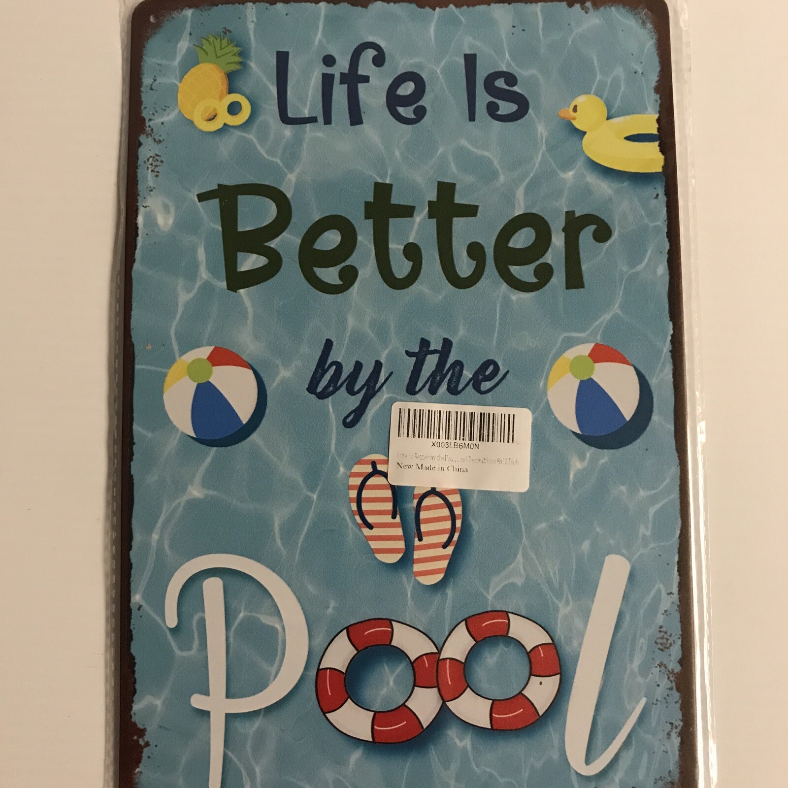 Life Is Better By The Pool. 12 X 8 Inches Metal / Tin Sign Art Room Wall Decorat