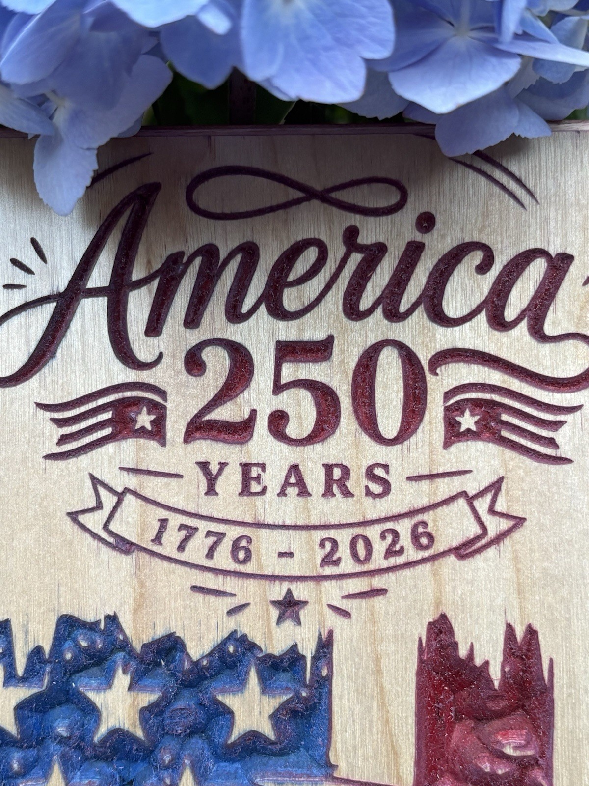 America 250 Years 1776-2026 Carved Wood Plaque Bald Eagle American Flag Decor
