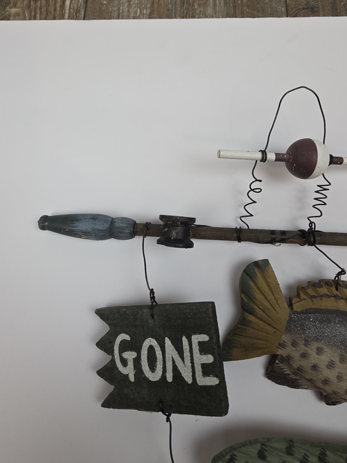 Handmade Wooden Sign Bear Fish Bobber Gone Fishing . Cabin Decor Man Cave.